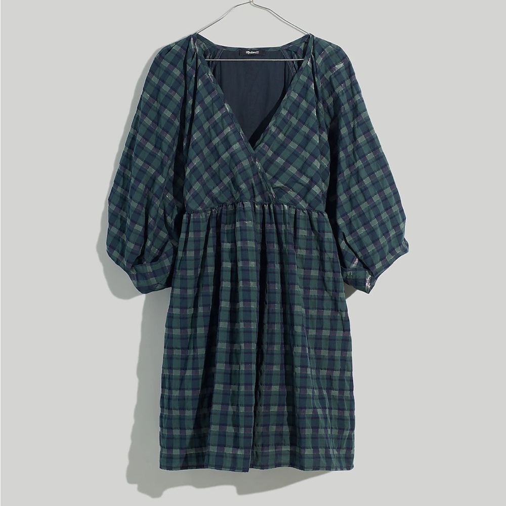 Madewell Marianna Puff Sleeve plaid mini dress, like new, XXS